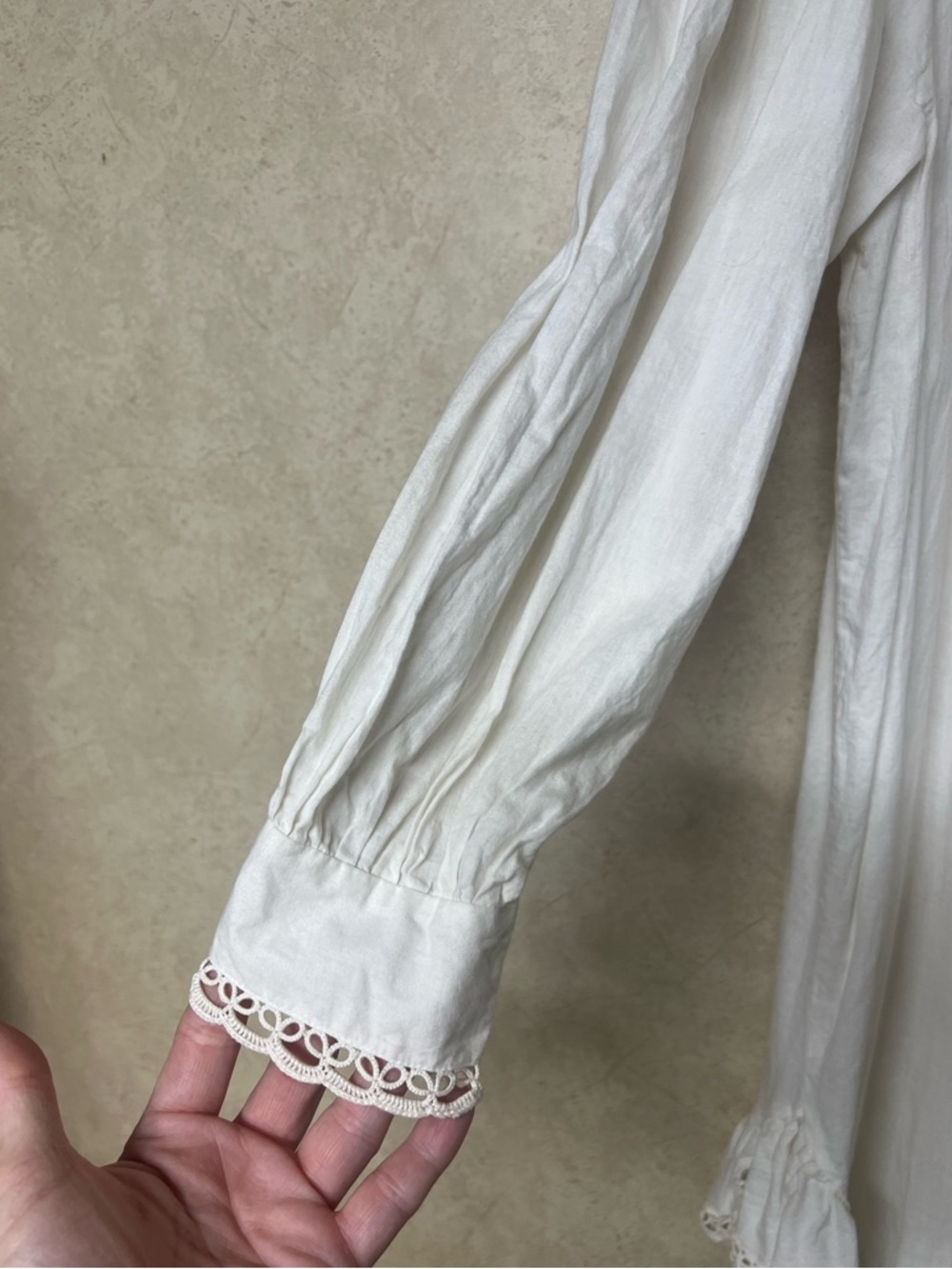 Adonna vintage white crochet ruffle long sleeve peasant cottagecore nightgown - Picture 8 of 14